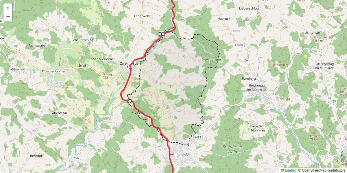 Nahverkehrsnetz in sonnberg-im-muhlkreis, Österreich - Buslinien, Haltestellen und Verbindungen auf der Karte