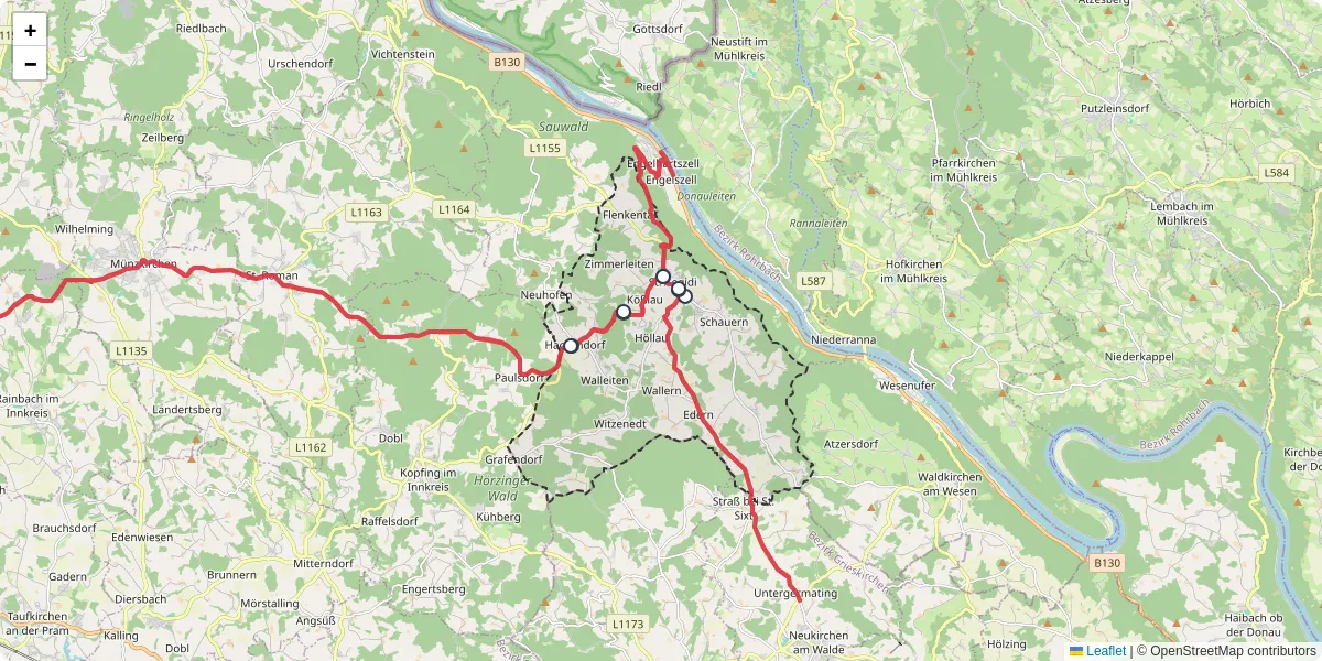 Nahverkehrsnetz in st-aegidi, Österreich - Buslinien, Haltestellen und Verbindungen auf der Karte