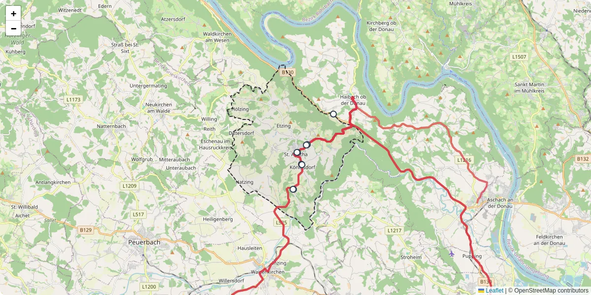 Nahverkehrsnetz in st-agatha, Österreich - Buslinien, Haltestellen und Verbindungen auf der Karte