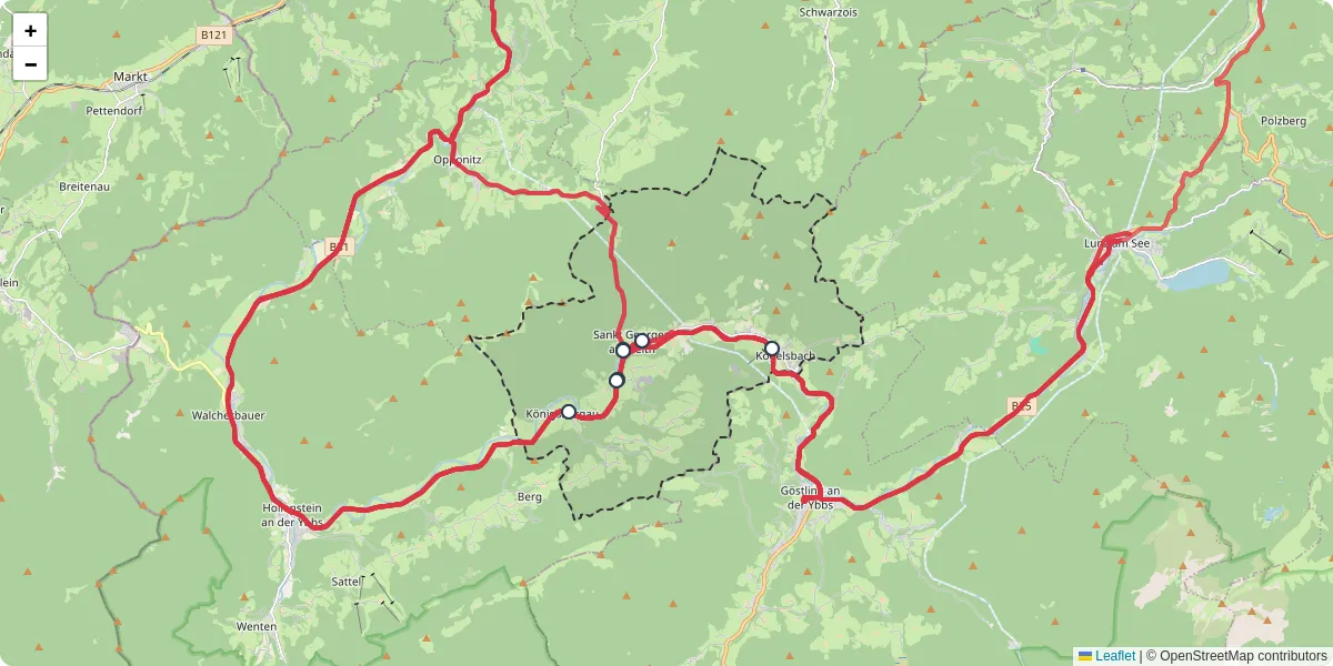 Nahverkehrsnetz in st-georgen-am-reith, Österreich - Buslinien, Haltestellen und Verbindungen auf der Karte