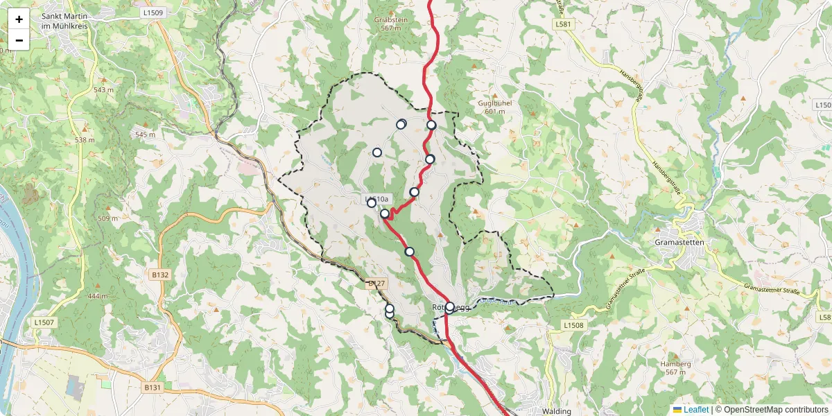 Nahverkehrsnetz in st-gotthard-im-muhlkreis, Österreich - Buslinien, Haltestellen und Verbindungen auf der Karte