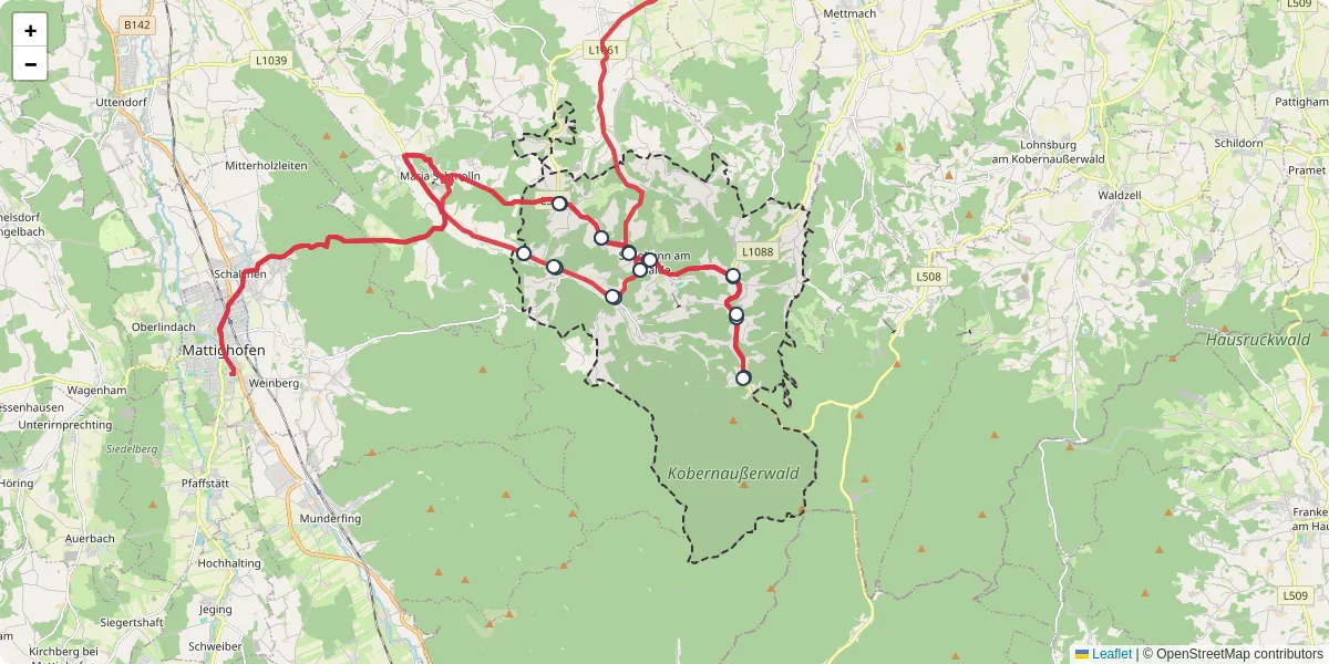 Nahverkehrsnetz in st-johann-am-walde, Österreich - Buslinien, Haltestellen und Verbindungen auf der Karte
