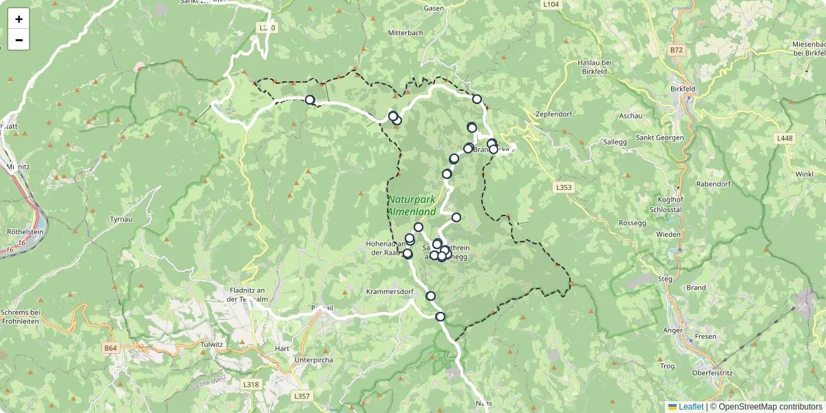 Nahverkehrsnetz in st-kathrein-am-offenegg, Österreich - Buslinien, Haltestellen und Verbindungen auf der Karte