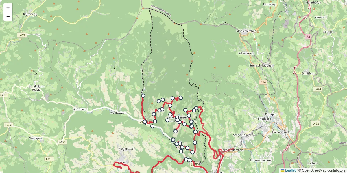 Nahverkehrsnetz in st-lorenzen, Österreich - Buslinien, Haltestellen und Verbindungen auf der Karte