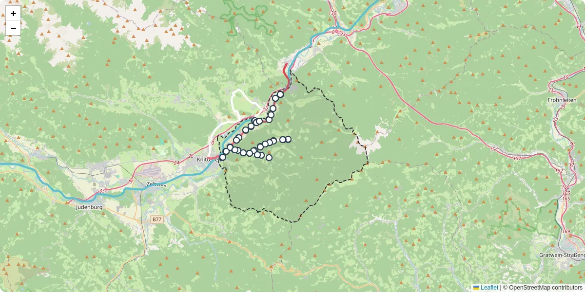 Nahverkehrsnetz in st-margarethen-bei-knittelfeld, Österreich - Buslinien, Haltestellen und Verbindungen auf der Karte