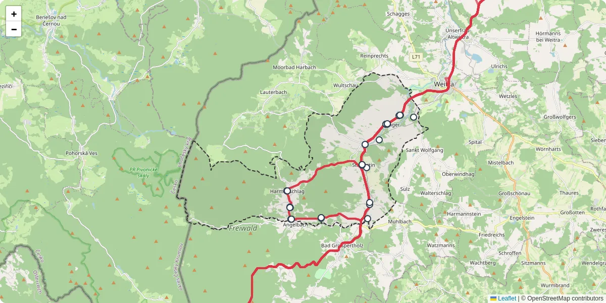 Nahverkehrsnetz in st-martin, Österreich - Buslinien, Haltestellen und Verbindungen auf der Karte
