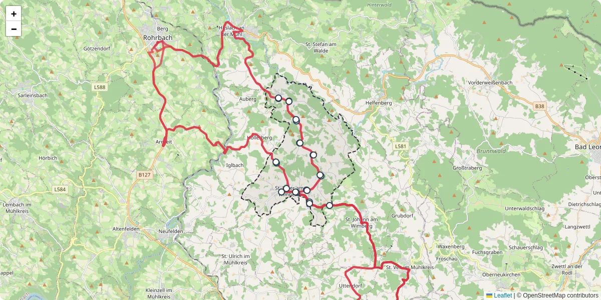 Nahverkehrsnetz in st-peter-am-wimberg, Österreich - Buslinien, Haltestellen und Verbindungen auf der Karte