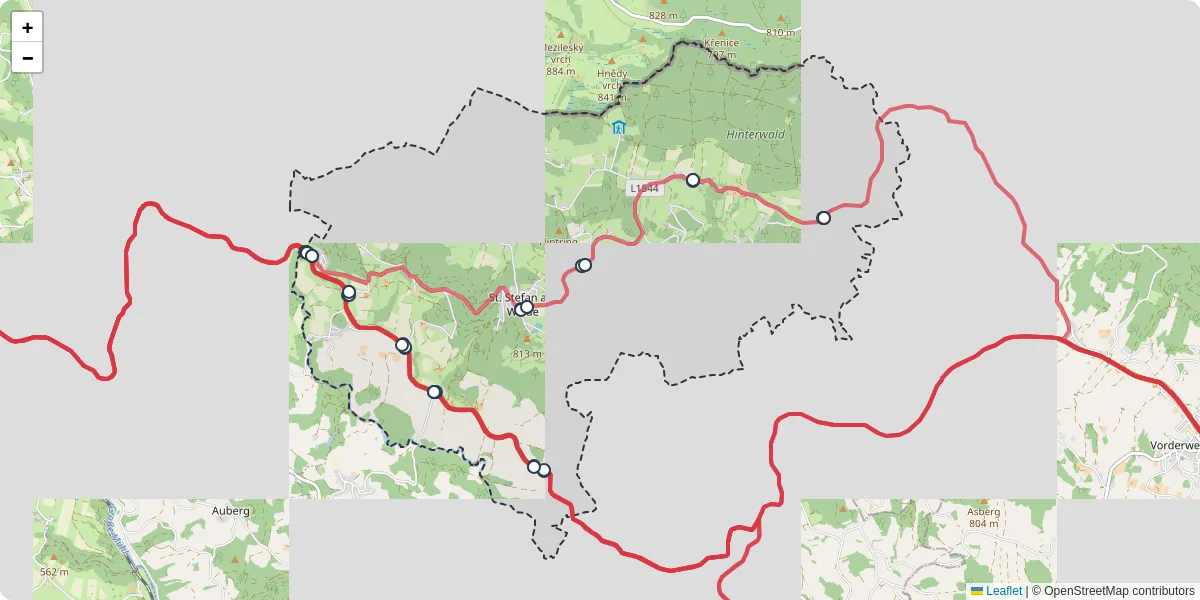 Nahverkehrsnetz in st-stefan-afiesl, Österreich - Buslinien, Haltestellen und Verbindungen auf der Karte