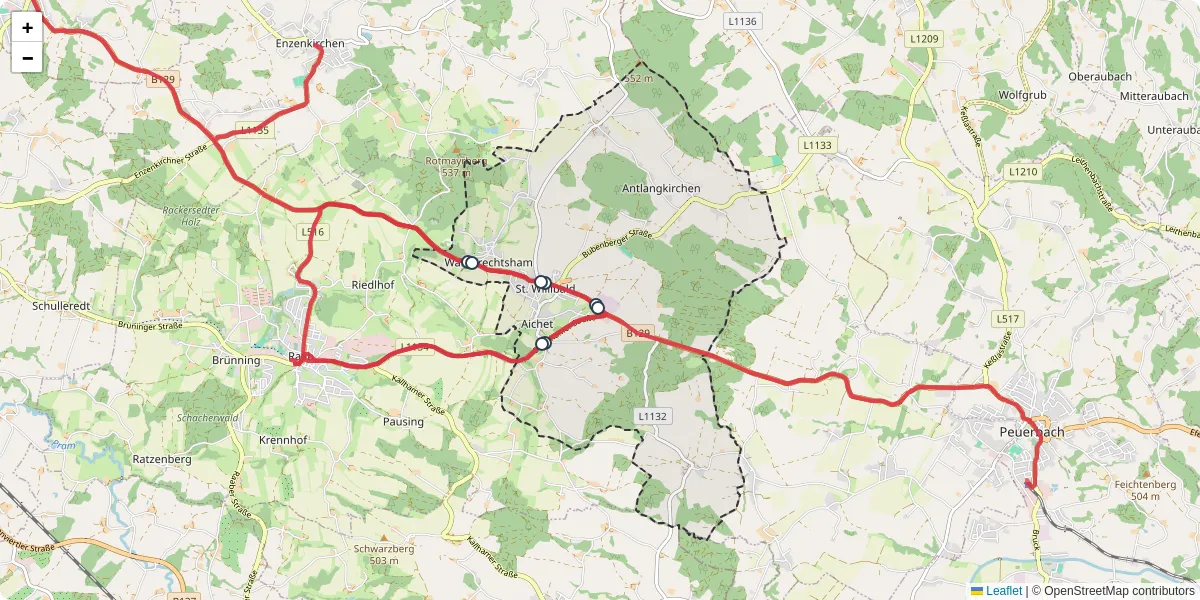 Nahverkehrsnetz in st-willibald, Österreich - Buslinien, Haltestellen und Verbindungen auf der Karte