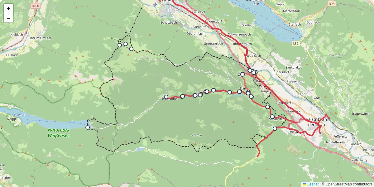 Nahverkehrsnetz in stockenboi, Österreich - Buslinien, Haltestellen und Verbindungen auf der Karte