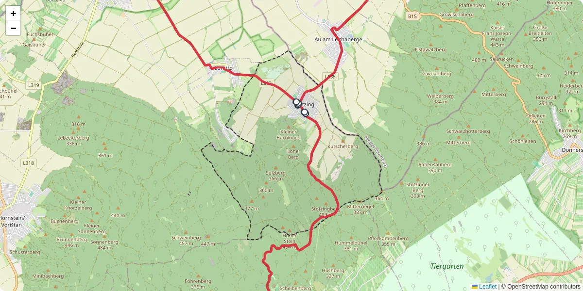 Nahverkehrsnetz in stotzing, Österreich - Buslinien, Haltestellen und Verbindungen auf der Karte