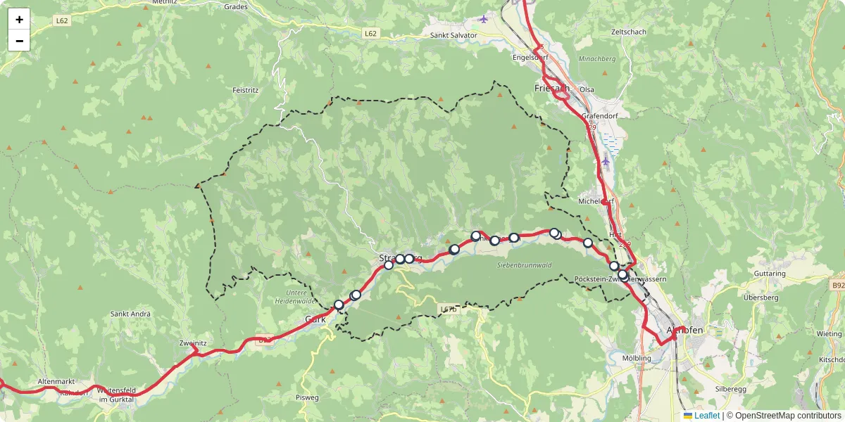 Nahverkehrsnetz in straburg, Österreich - Buslinien, Haltestellen und Verbindungen auf der Karte