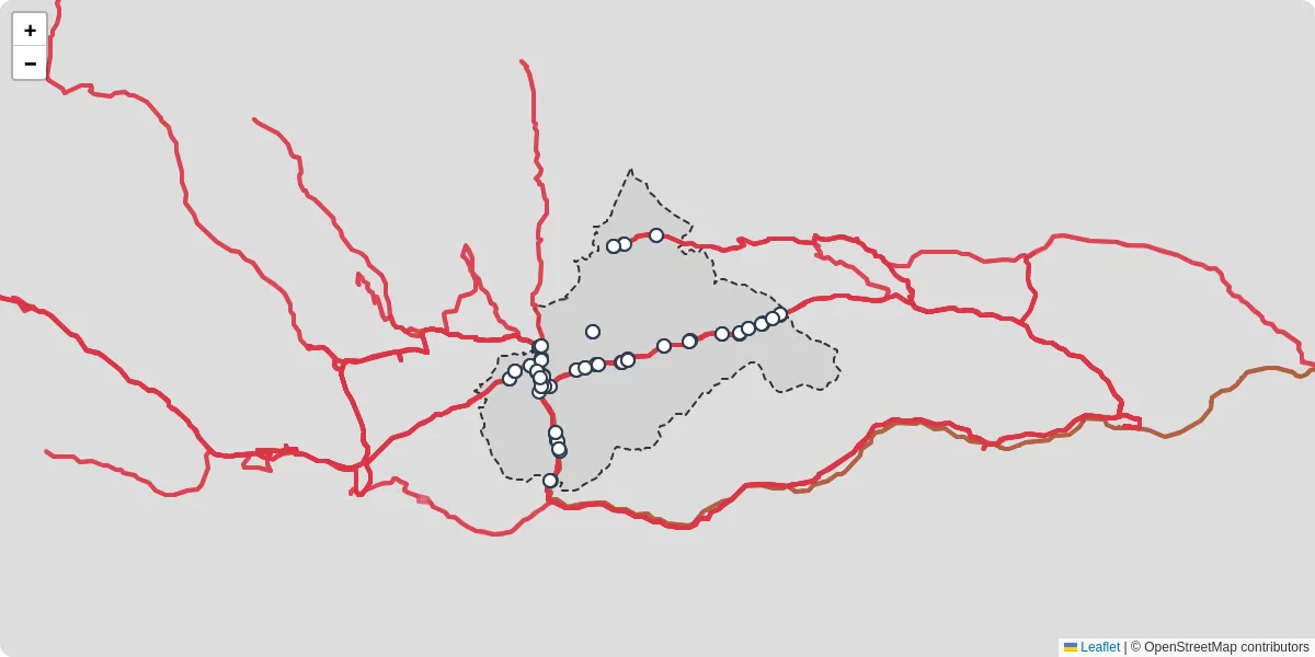 Nahverkehrsnetz in tamsweg, Österreich - Buslinien, Haltestellen und Verbindungen auf der Karte