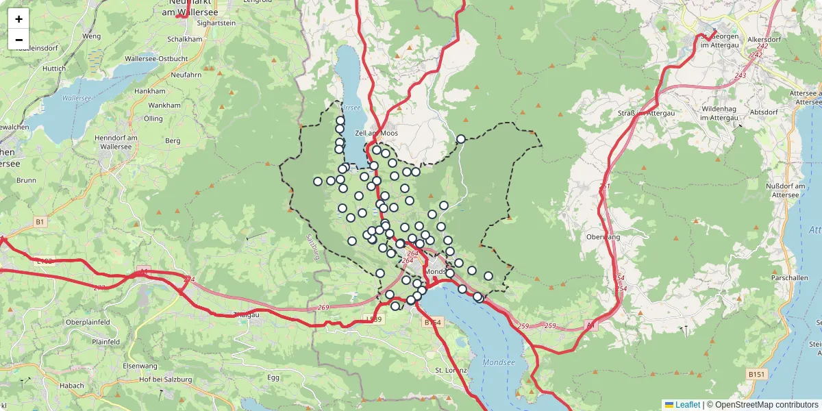 Nahverkehrsnetz in tiefgraben, Österreich - Buslinien, Haltestellen und Verbindungen auf der Karte