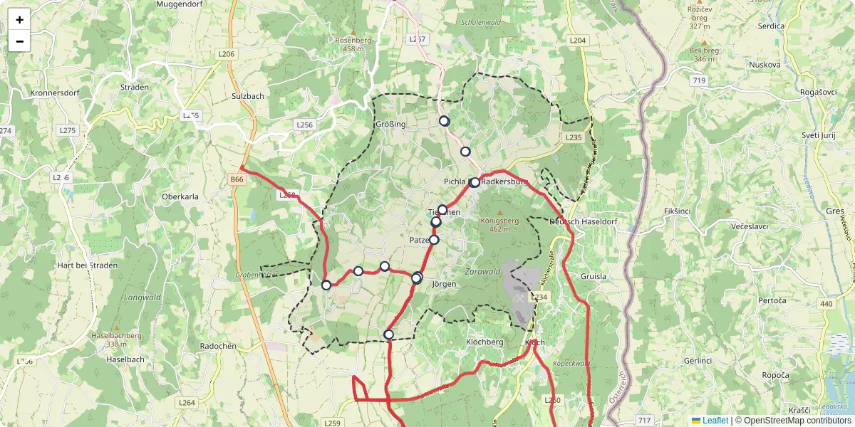 Nahverkehrsnetz in tieschen, Österreich - Buslinien, Haltestellen und Verbindungen auf der Karte