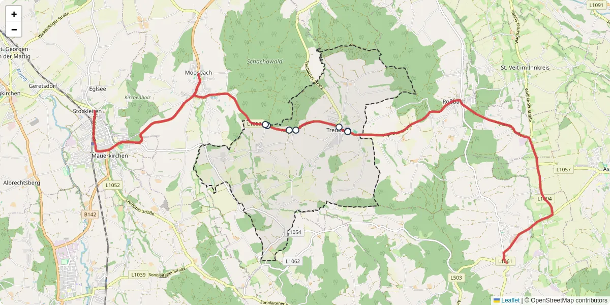 Nahverkehrsnetz in treubach, Österreich - Buslinien, Haltestellen und Verbindungen auf der Karte