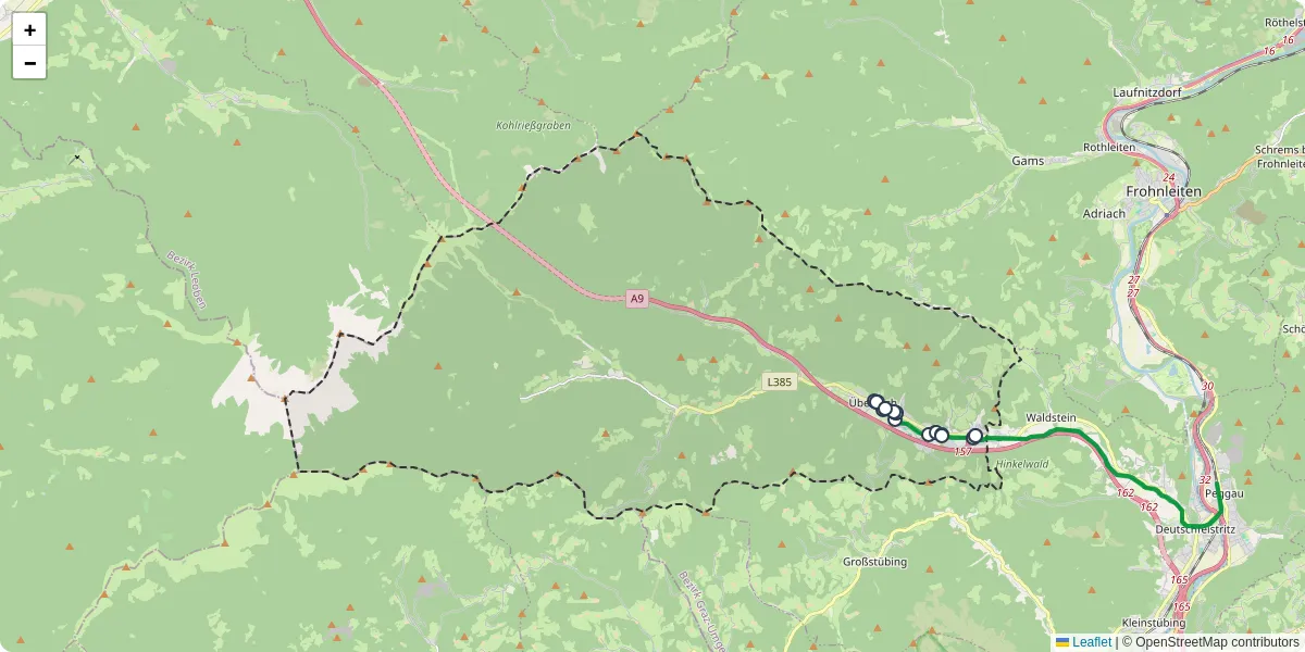 Nahverkehrsnetz in ubelbach, Österreich - Buslinien, Haltestellen und Verbindungen auf der Karte