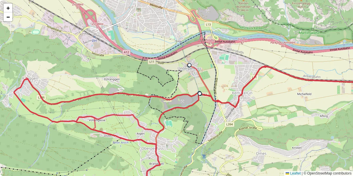 Nahverkehrsnetz in unterperfuss, Österreich - Buslinien, Haltestellen und Verbindungen auf der Karte