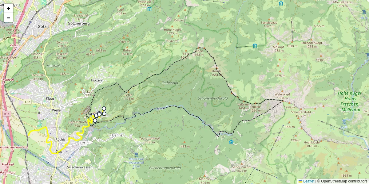 Nahverkehrsnetz in viktorsberg, Österreich - Buslinien, Haltestellen und Verbindungen auf der Karte