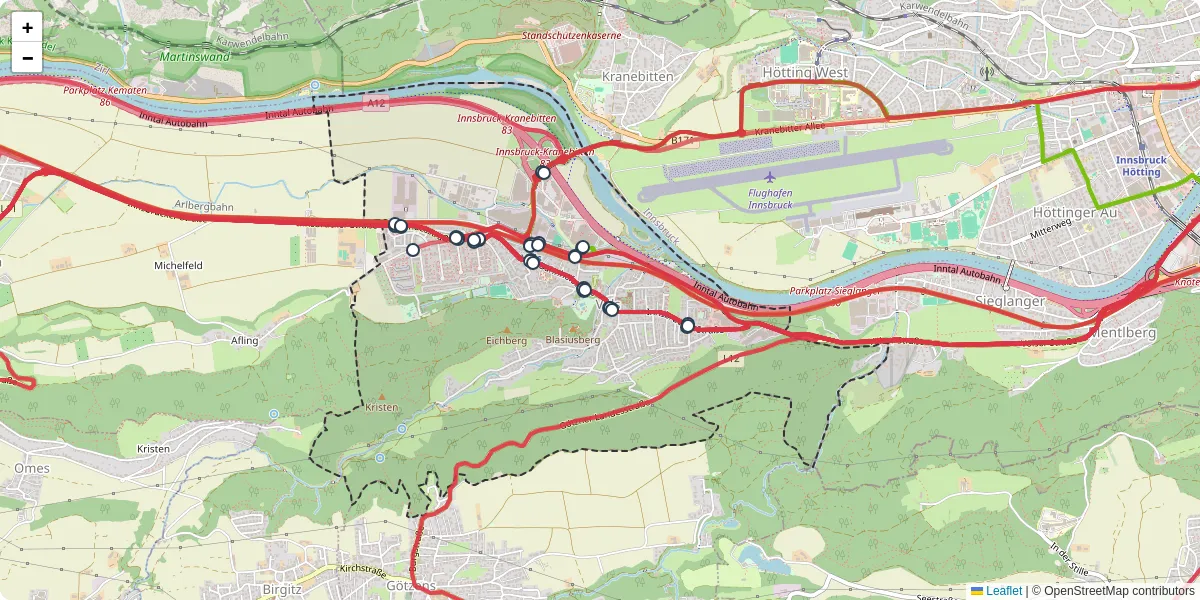 Nahverkehrsnetz in vols, Österreich - Buslinien, Haltestellen und Verbindungen auf der Karte