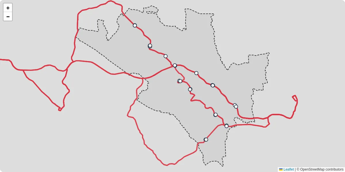 Nahverkehrsnetz in waldburg, Österreich - Buslinien, Haltestellen und Verbindungen auf der Karte