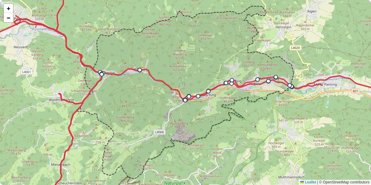 Nahverkehrsnetz in waldegg, Österreich - Buslinien, Haltestellen und Verbindungen auf der Karte