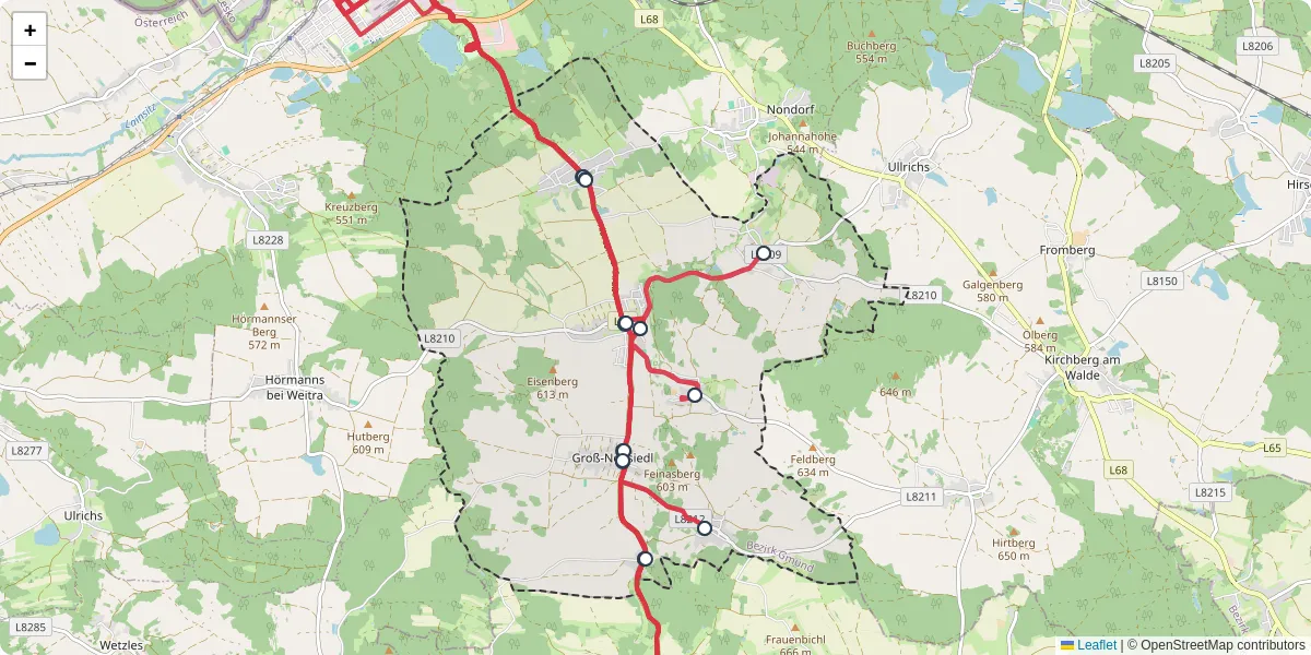 Nahverkehrsnetz in waldenstein, Österreich - Buslinien, Haltestellen und Verbindungen auf der Karte