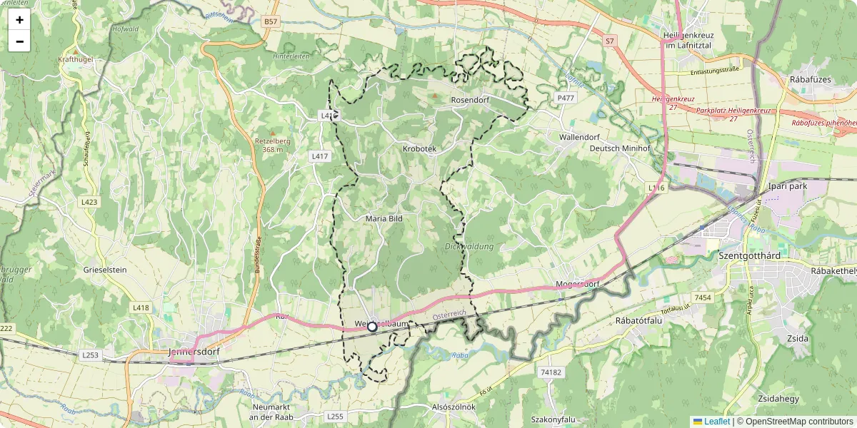 Nahverkehrsnetz in weichselbaum, Österreich - Buslinien, Haltestellen und Verbindungen auf der Karte