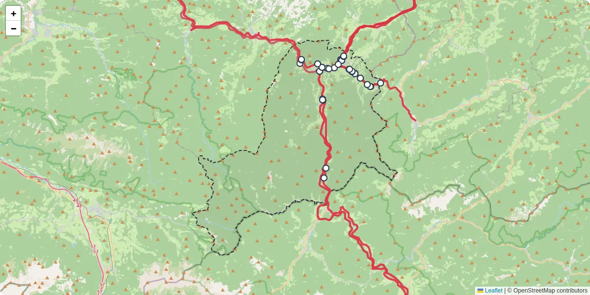 Nahverkehrsnetz in weyer, Österreich - Buslinien, Haltestellen und Verbindungen auf der Karte