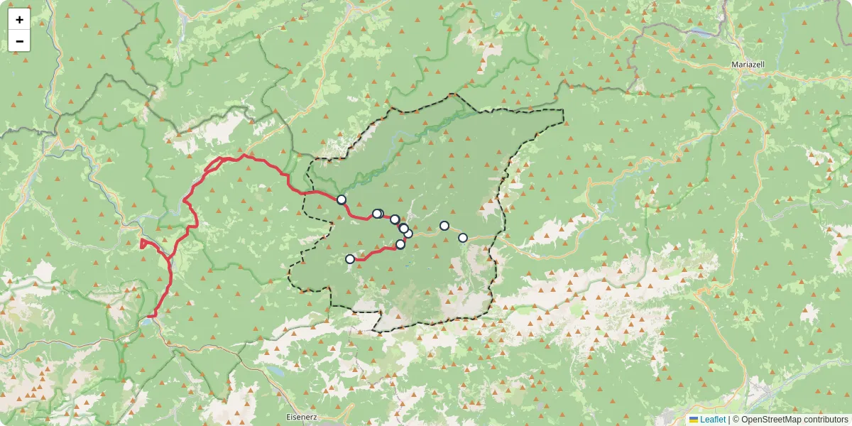 Nahverkehrsnetz in wildalpen, Österreich - Buslinien, Haltestellen und Verbindungen auf der Karte