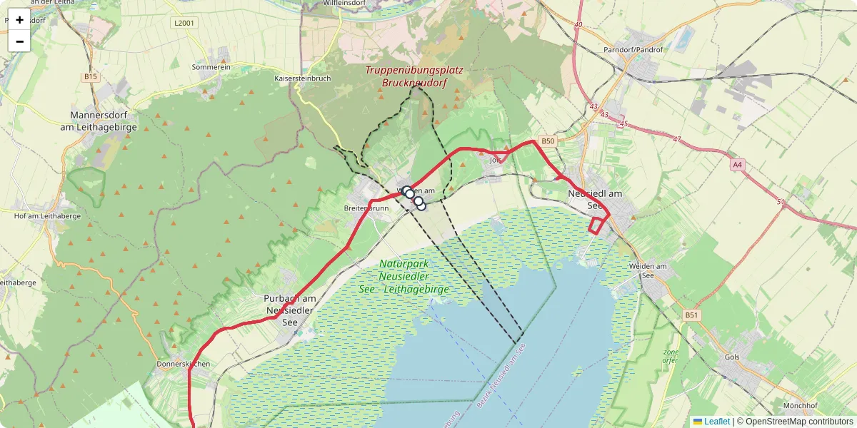 Nahverkehrsnetz in winden-am-see, Österreich - Buslinien, Haltestellen und Verbindungen auf der Karte