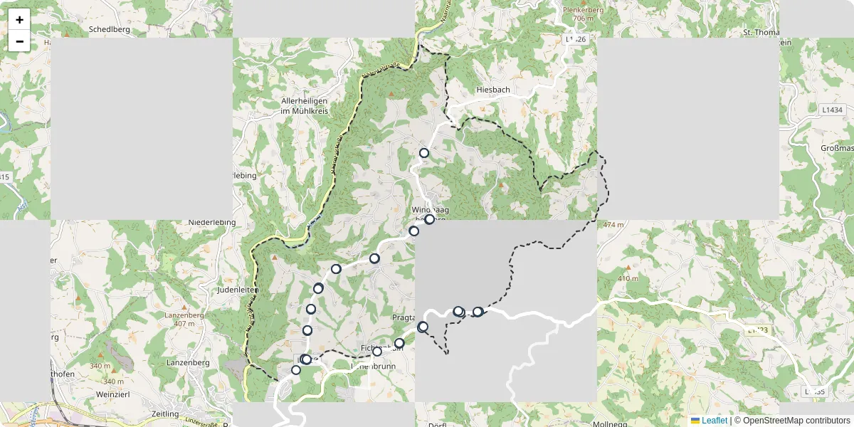 Nahverkehrsnetz in windhaag-bei-perg, Österreich - Buslinien, Haltestellen und Verbindungen auf der Karte
