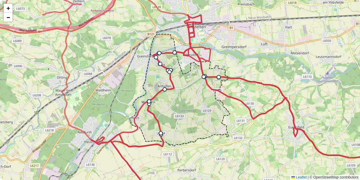 Nahverkehrsnetz in winklarn, Österreich - Buslinien, Haltestellen und Verbindungen auf der Karte