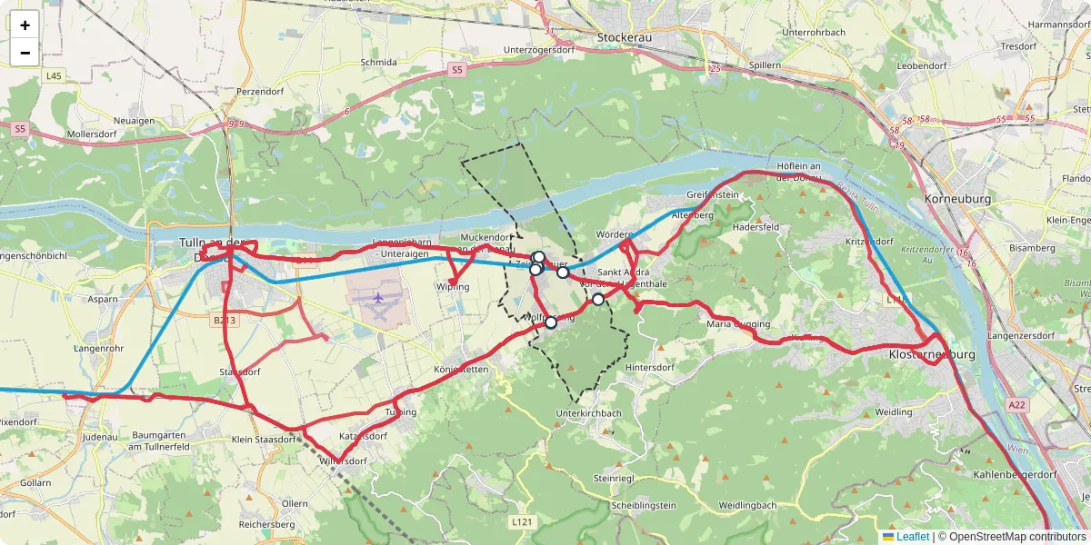 Nahverkehrsnetz in zeiselmauer-wolfpassing, Österreich - Buslinien, Haltestellen und Verbindungen auf der Karte