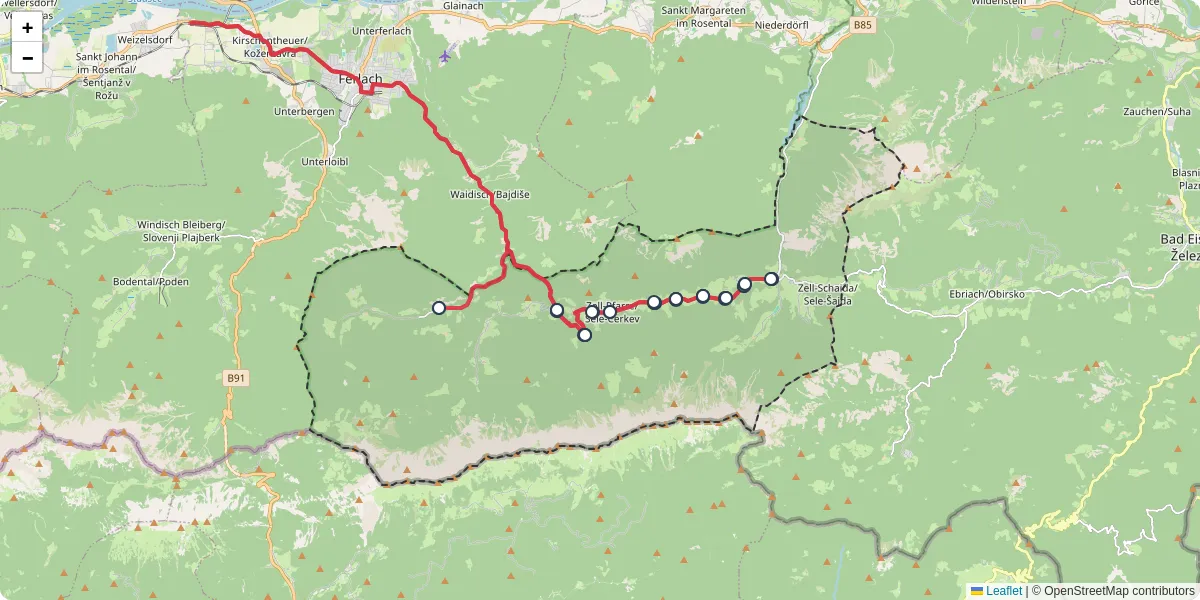 Nahverkehrsnetz in zell, Österreich - Buslinien, Haltestellen und Verbindungen auf der Karte