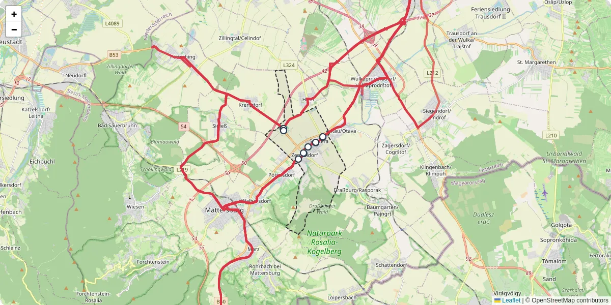 Nahverkehrsnetz in zemendorf-stottera, Österreich - Buslinien, Haltestellen und Verbindungen auf der Karte