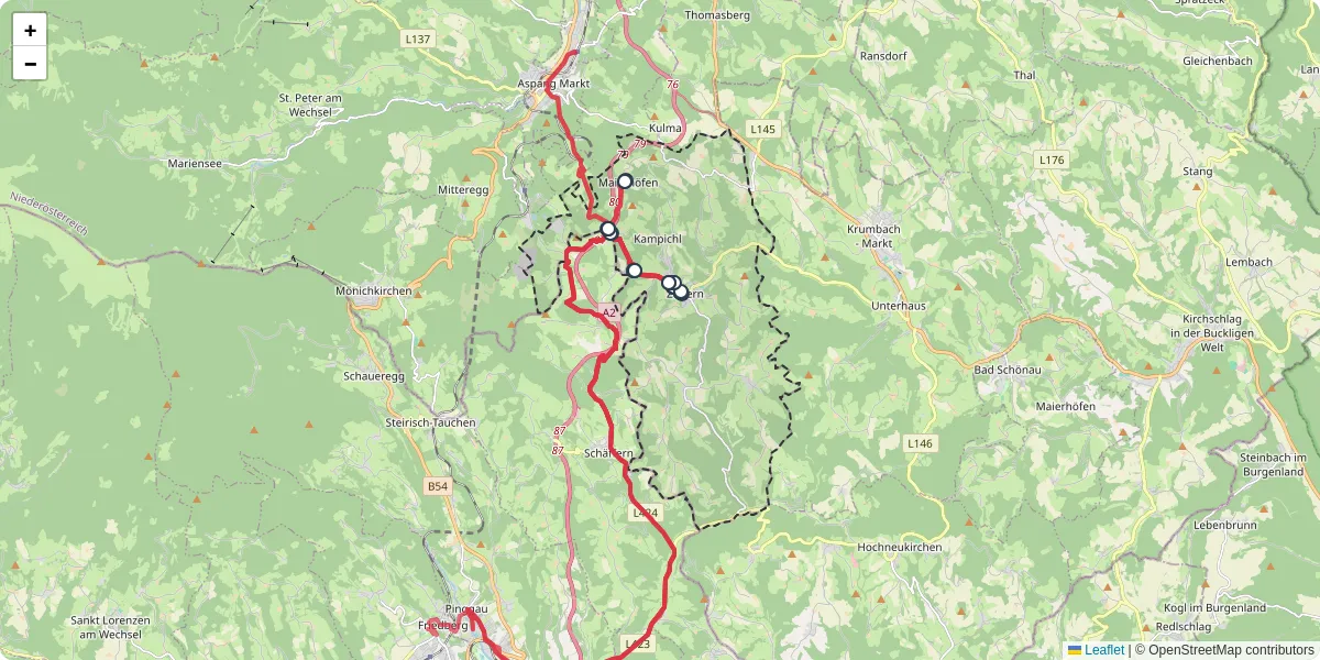 Nahverkehrsnetz in zobern, Österreich - Buslinien, Haltestellen und Verbindungen auf der Karte